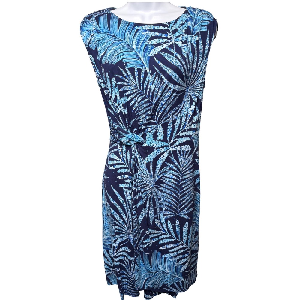 NWT TOMMY BAHAMA Womens Blue Tropical Palm Paradisa Dress Sz XS Side Knot Resort